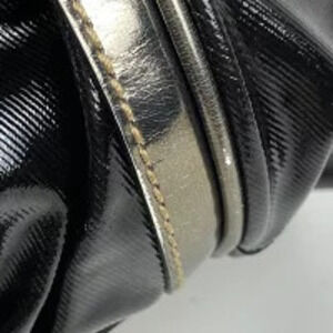 Gucci Shoulder Silver Leather Black Enamel Bamboo Bag Patent Vernis 2way